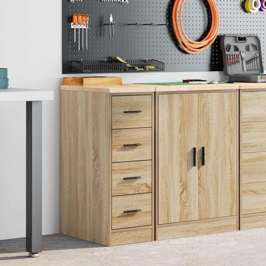Garage Storage Cabinet Sonoma Oak 30x51x85 cm Solid Wood Pine