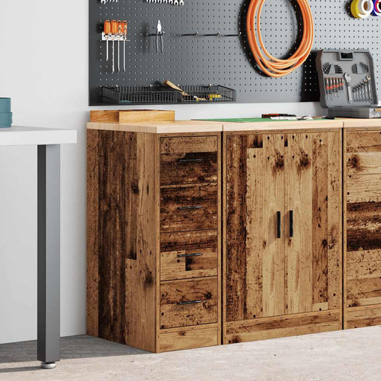 Garage Storage Cabinet Old Wood 30x51x85 cm Solid Wood Pine