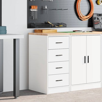 Garage Storage Cabinet White 40x51x85 cm Solid Wood Pine