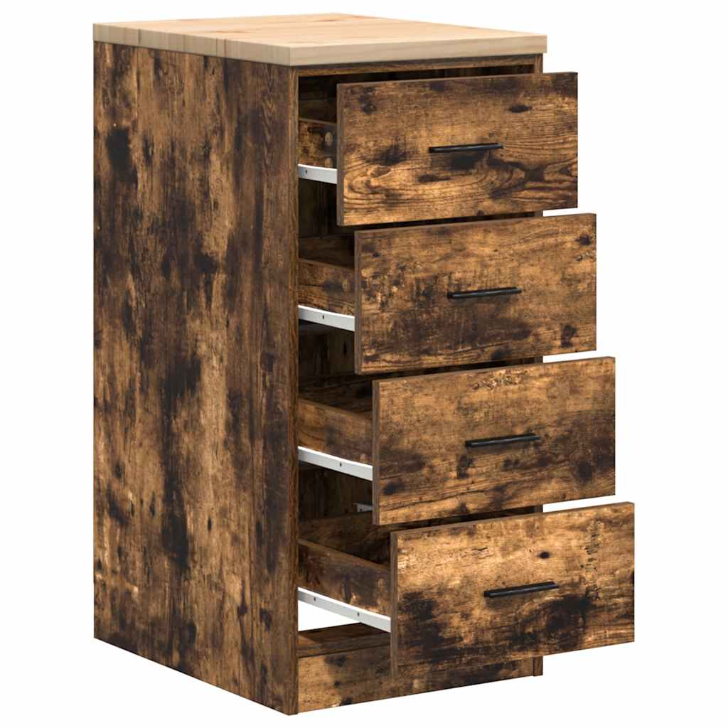Garage Storage Cabinet Smoked Oak 40x51x85 cm Solid Wood Pine