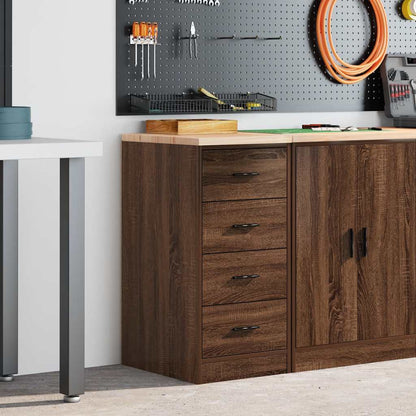 Garage Storage Cabinet Brown Oak 40x51x85 cm Solid Wood Pine