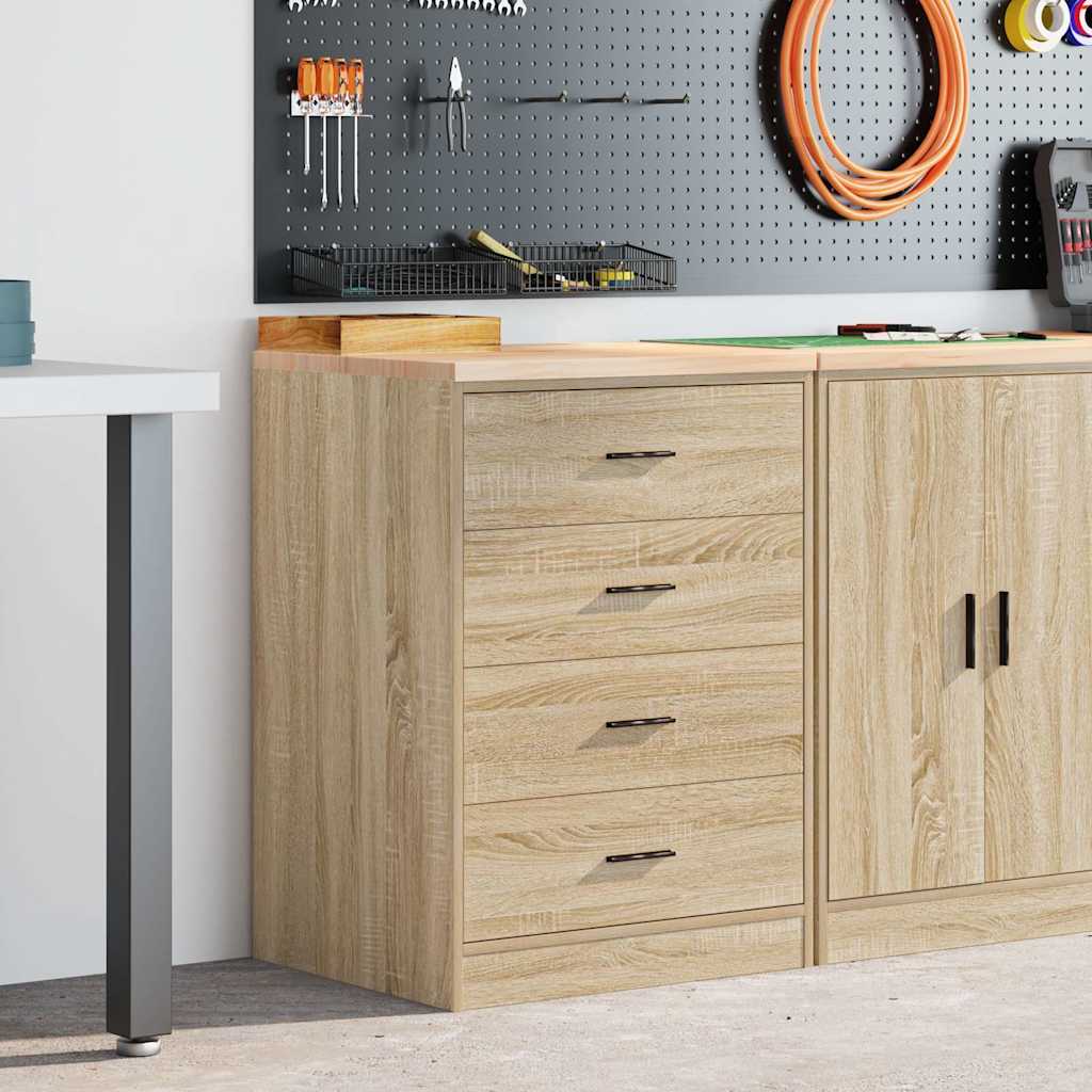 Garage Storage Cabinet Sonoma Oak 60x51x85 cm Solid Wood Pine