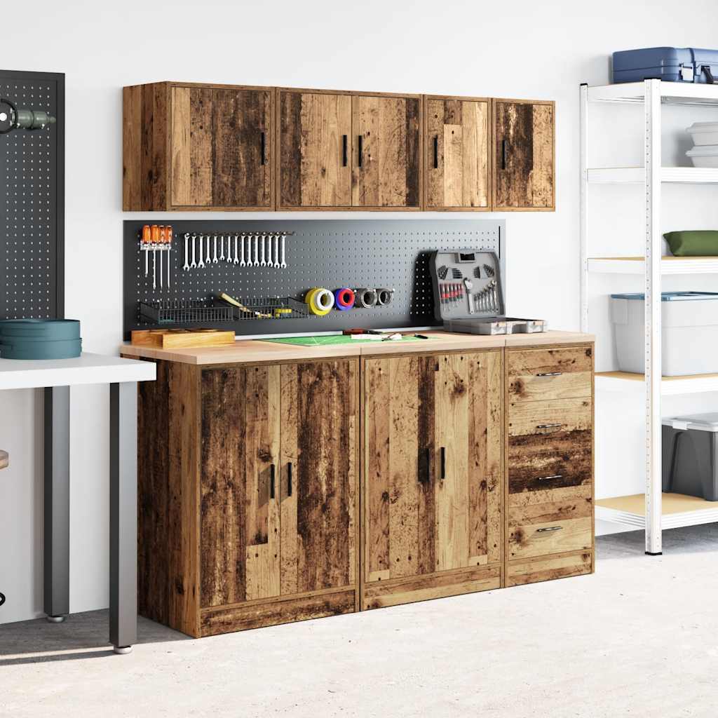 Garage Wall Cabinets 2 pcs Old Wood Engineered Wood
