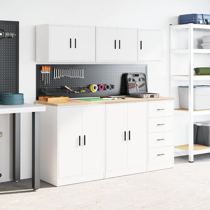 Garage Wall Cabinet White Engineered Wood