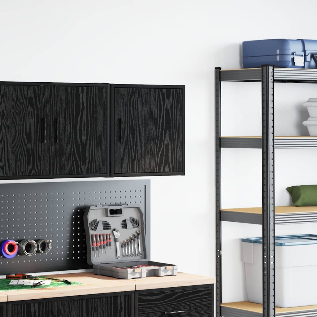 Garage Wall Cabinet Black Engineered Wood