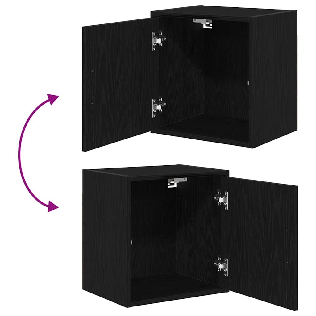 Garage Wall Cabinets 2 pcs Black Engineered Wood