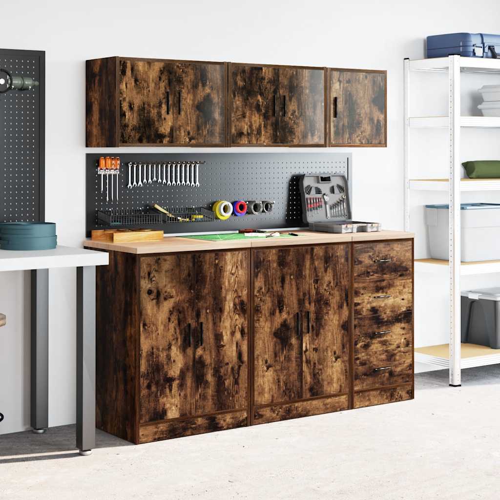 Garage Wall Cabinet Smoked Oak Engineered Wood