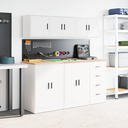 Garage Wall Cabinet White Engineered Wood
