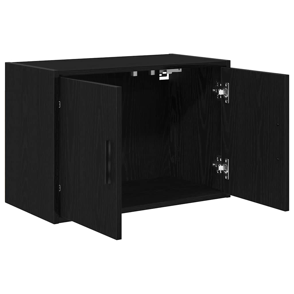 Garage Wall Cabinet Black Engineered Wood