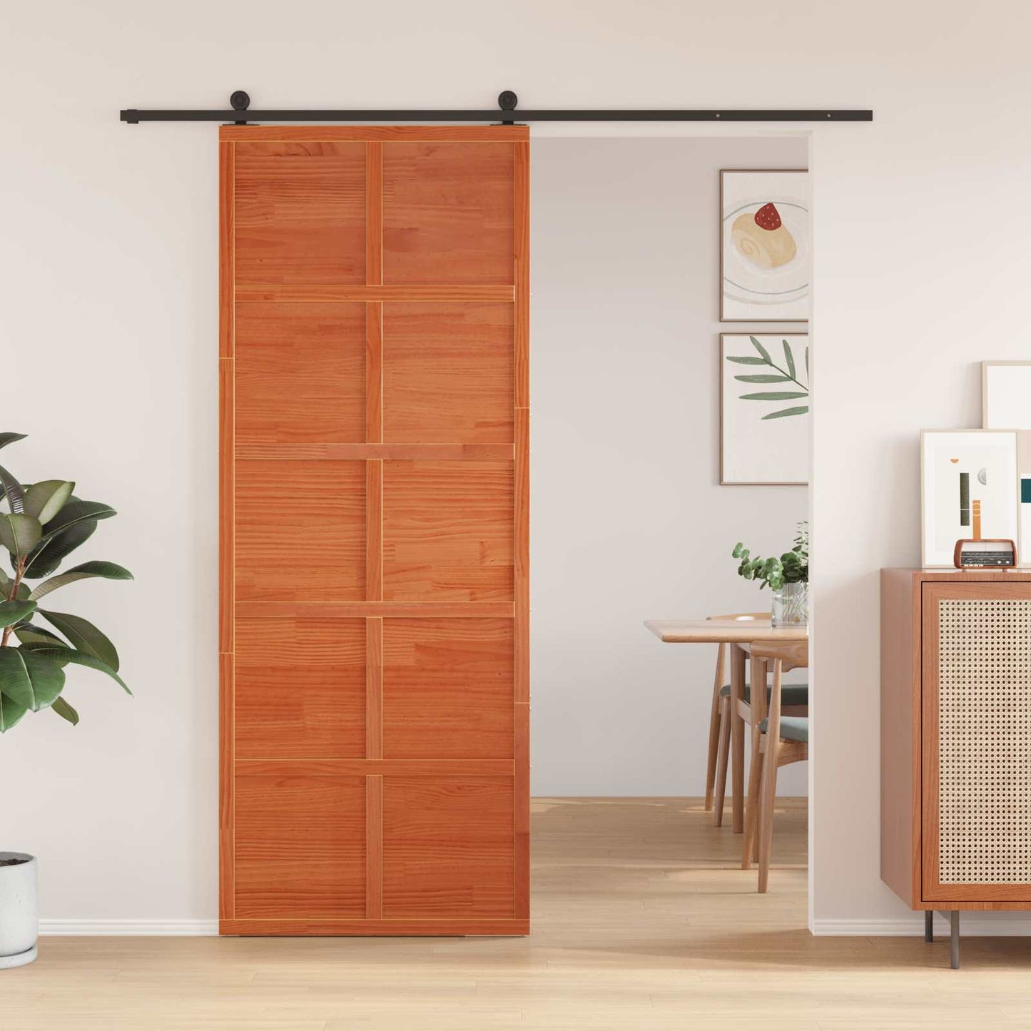 Barn Door Wax brown 80 x 208 cm Solid Pine Wood