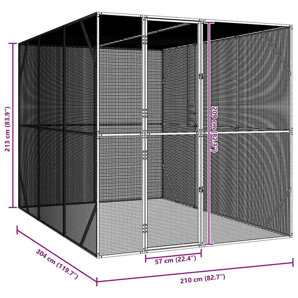 Bird Cage Anthracite 210 x 304 x 213 cm Galvanised Steel