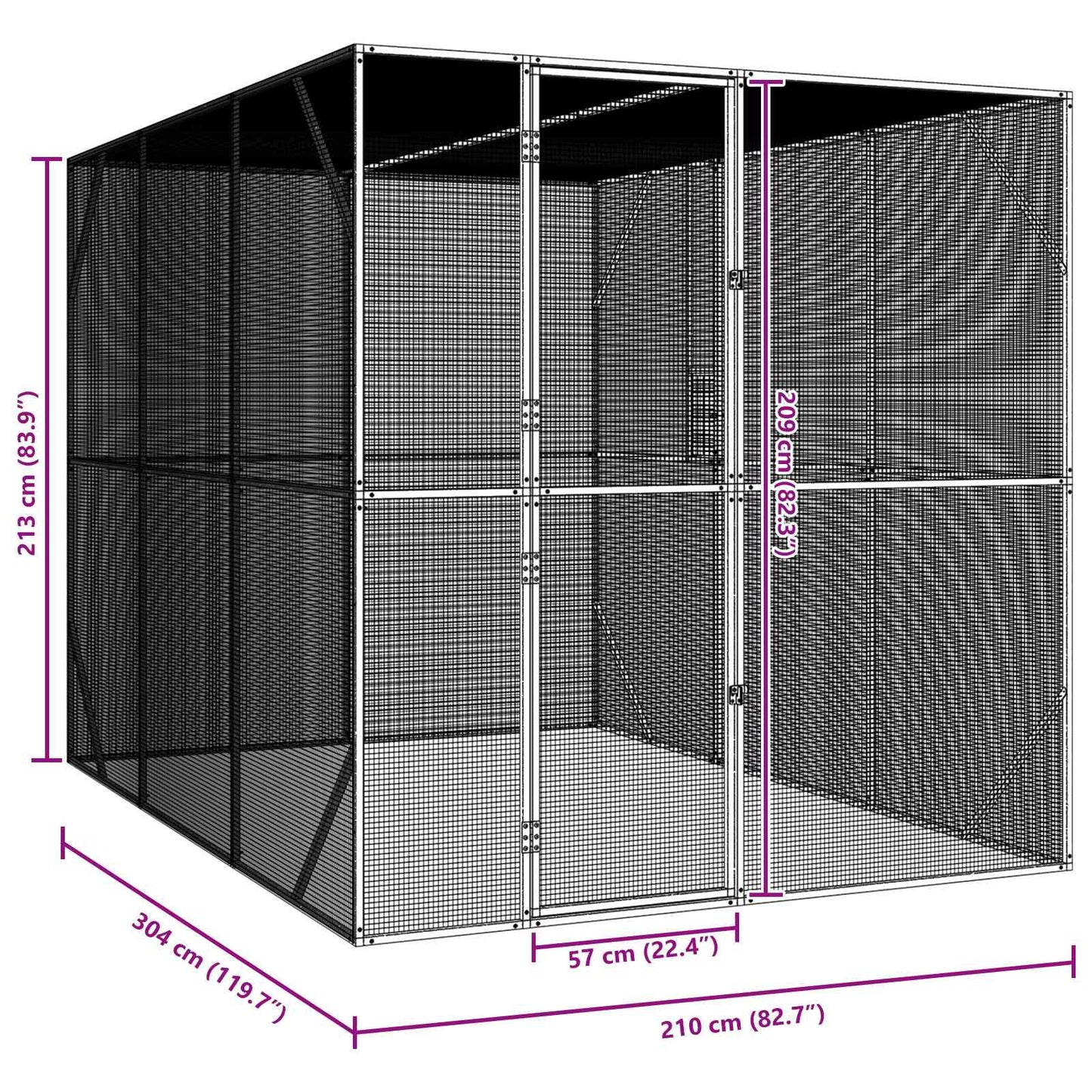 Bird Cage Anthracite 210 x 304 x 213 cm Galvanised Steel