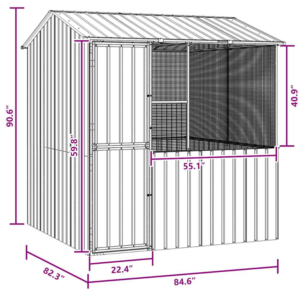 Bird Cage Anthracite 215 x 209 x 230 cm Galvanised Steel