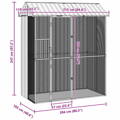 Bird Cage Anthracite 215 x 110 x 247 cm Galvanised Steel