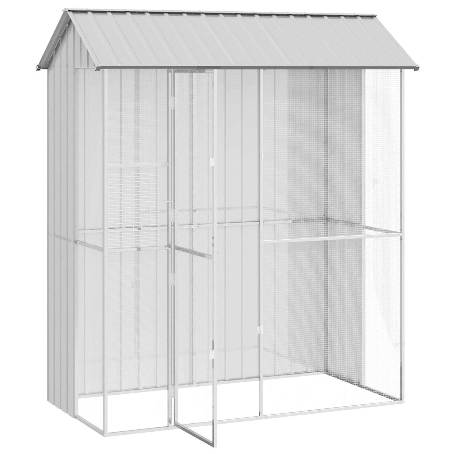 Bird Cage with Storage Grey 215 x 110 x 247 cm Galvanised Steel