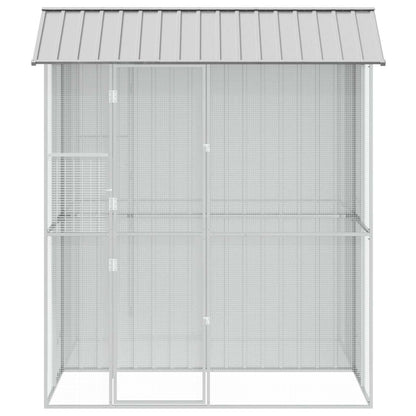 Bird Cage with Storage Grey 215 x 110 x 247 cm Galvanised Steel