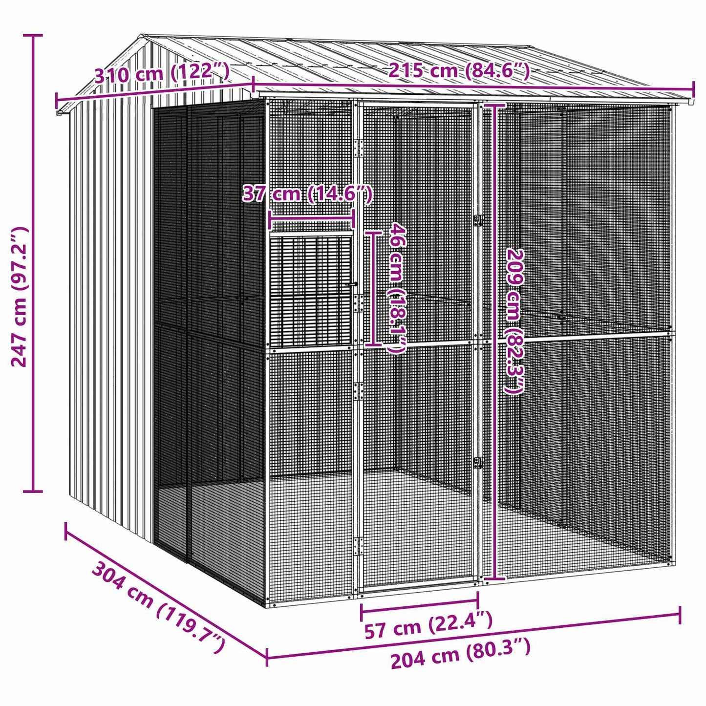 Bird Cage Anthracite 215 x 310 x 247 cm Galvanised Steel