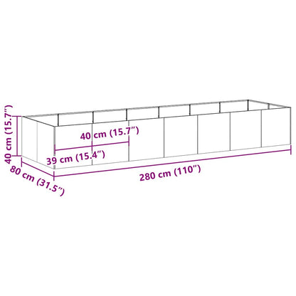 Garden Planter Rusty 280 x 80 x 40 cm