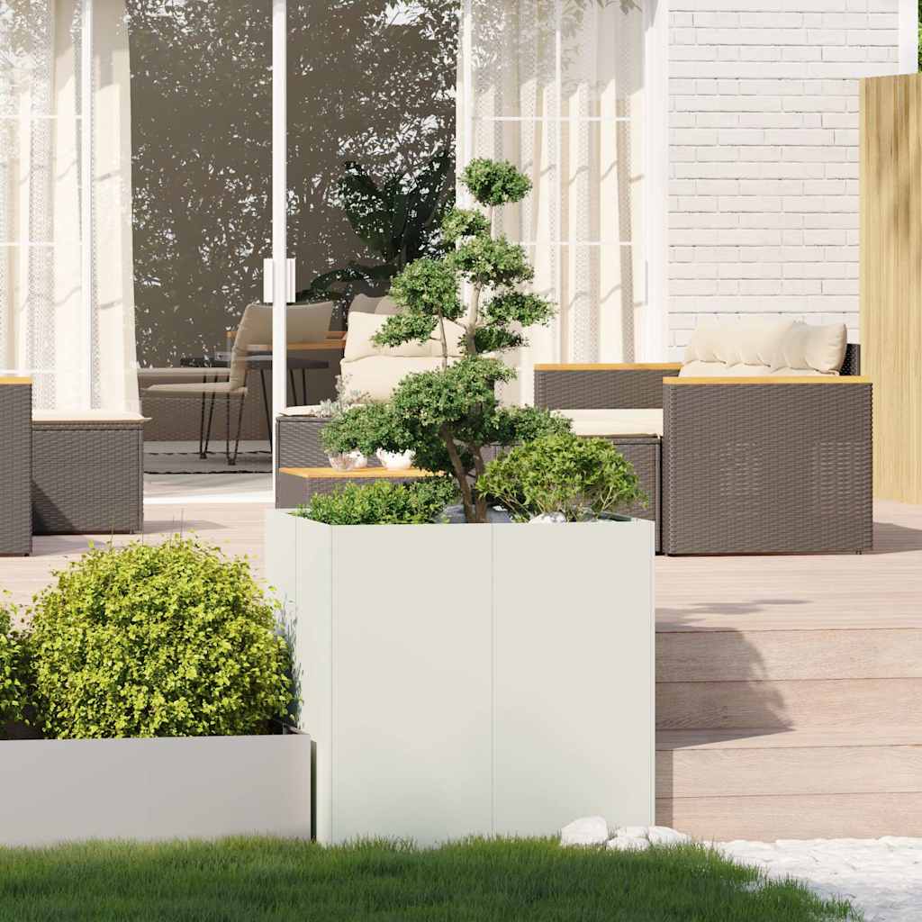 Planter White 80x80x80 cm Steel