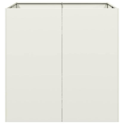 Planter White 80x80x80 cm Steel