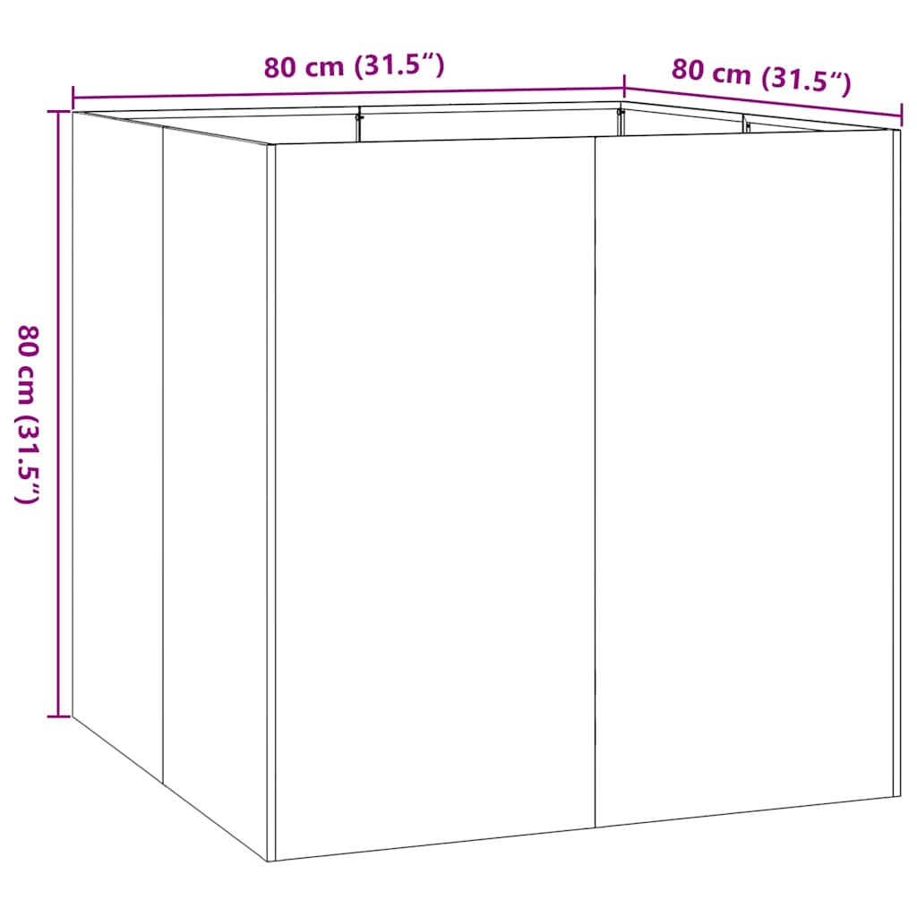 Planter White 80x80x80 cm Steel