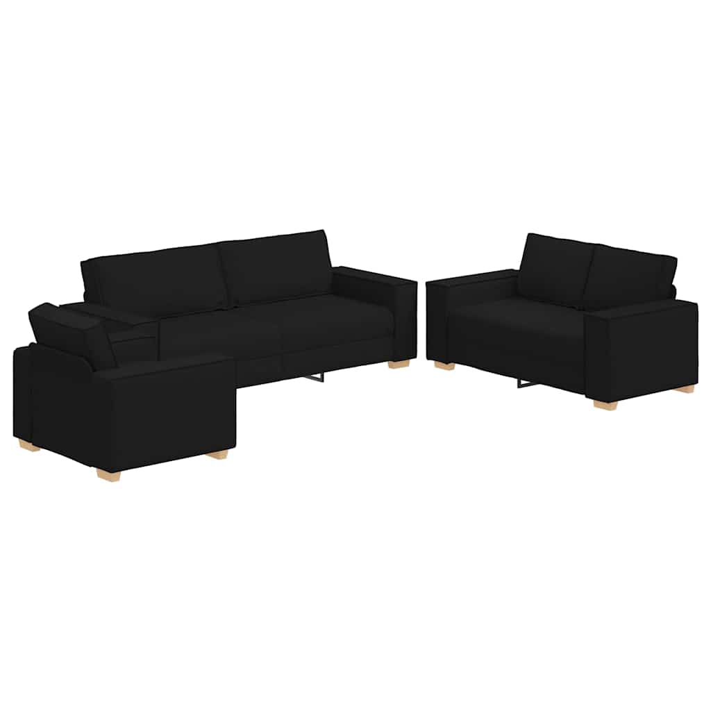 Sofa 3 pcs Black Fabric