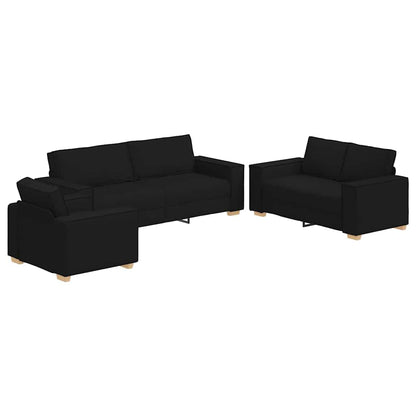 Sofa 3 pcs Black Fabric