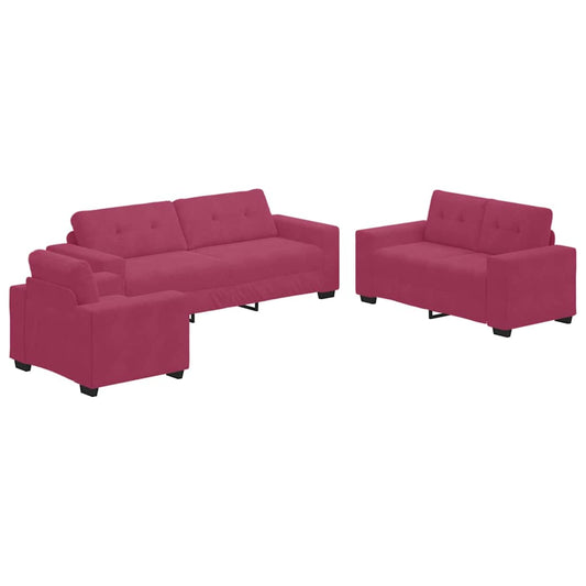 Sofa 3 pcs Wind Red Velvet
