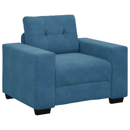 Sofa 3 pcs Blue Velvet