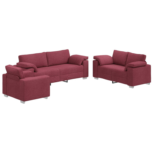 Sofa 3 pcs Wind Red Fabric