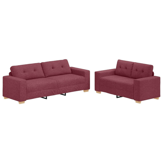 Sofa 2 pcs Wine Red Fabric