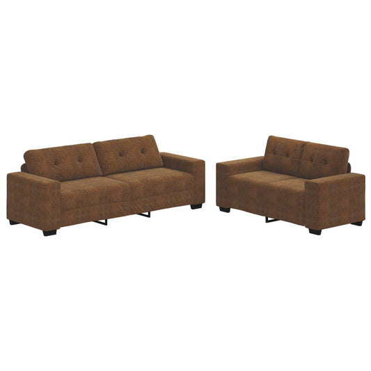 Sofa 2 pcs Brown Fabric