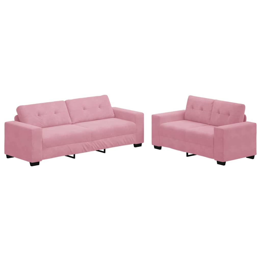 Sofa 2 pcs Pink Fabric