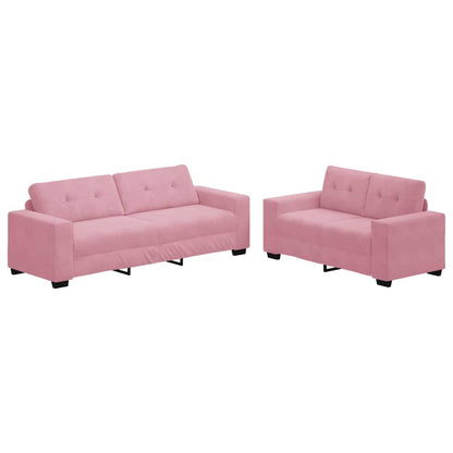 Sofa 2 pcs Pink Fabric