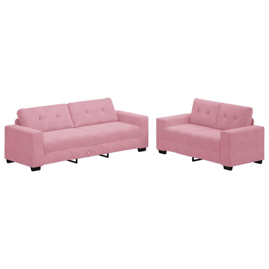 Sofa 2 pcs Pink Fabric