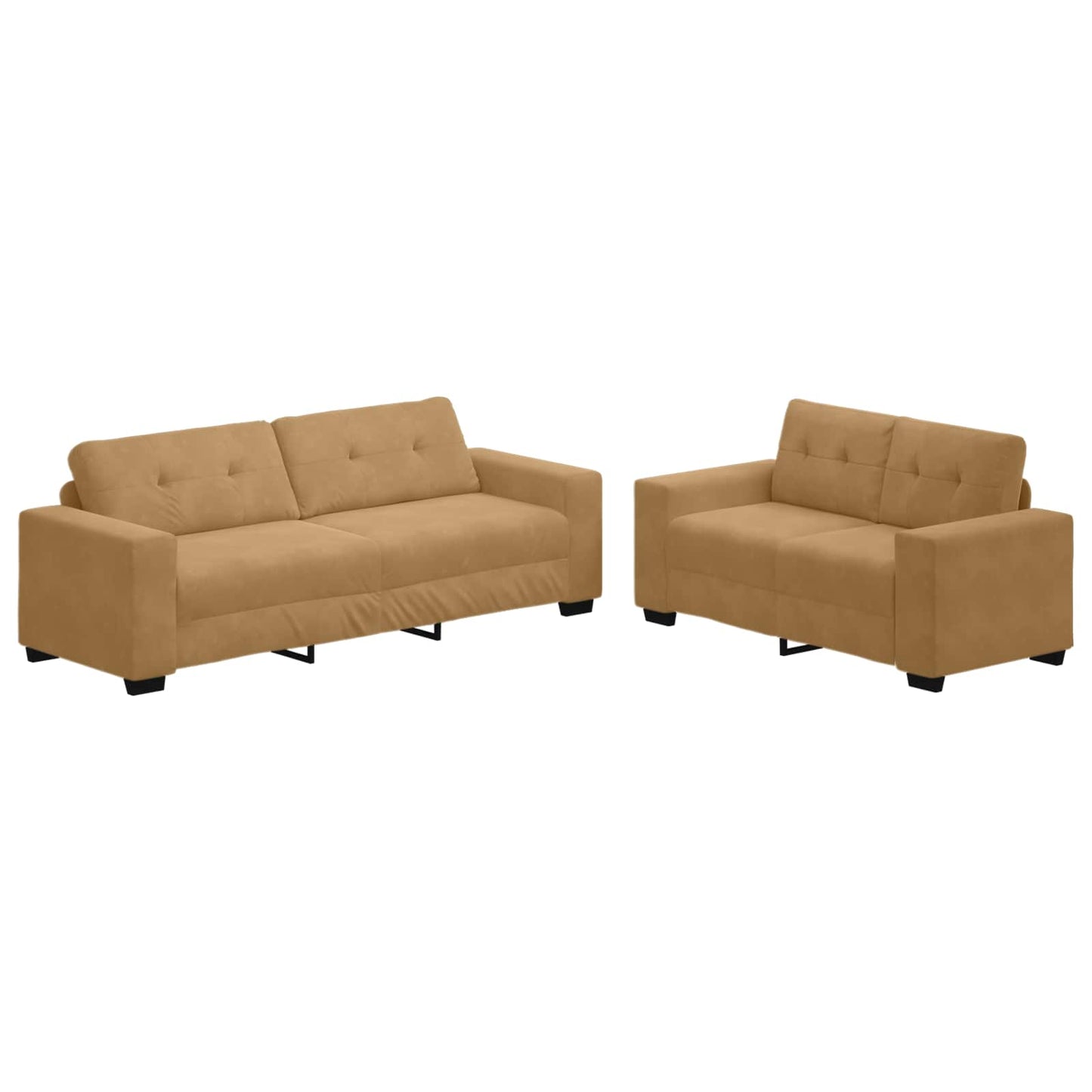 Sofa 2 pcs Brown Fabric