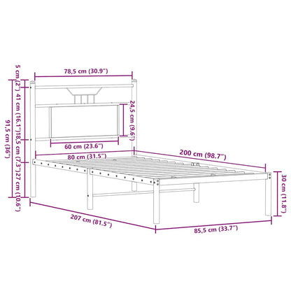 Bed Frame without Mattress Smoked Oak 80x200 cm Engineered Wood