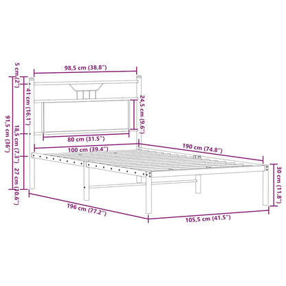 Bed Frame without Mattress Smoked Oak 100x190 cm Engineered Wood