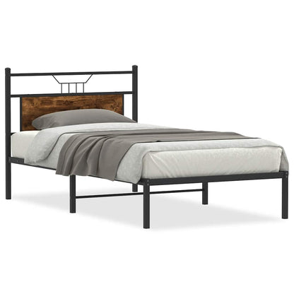 Bed Frame without Mattress Smoked Oak 100x200 cm Engineered Wood