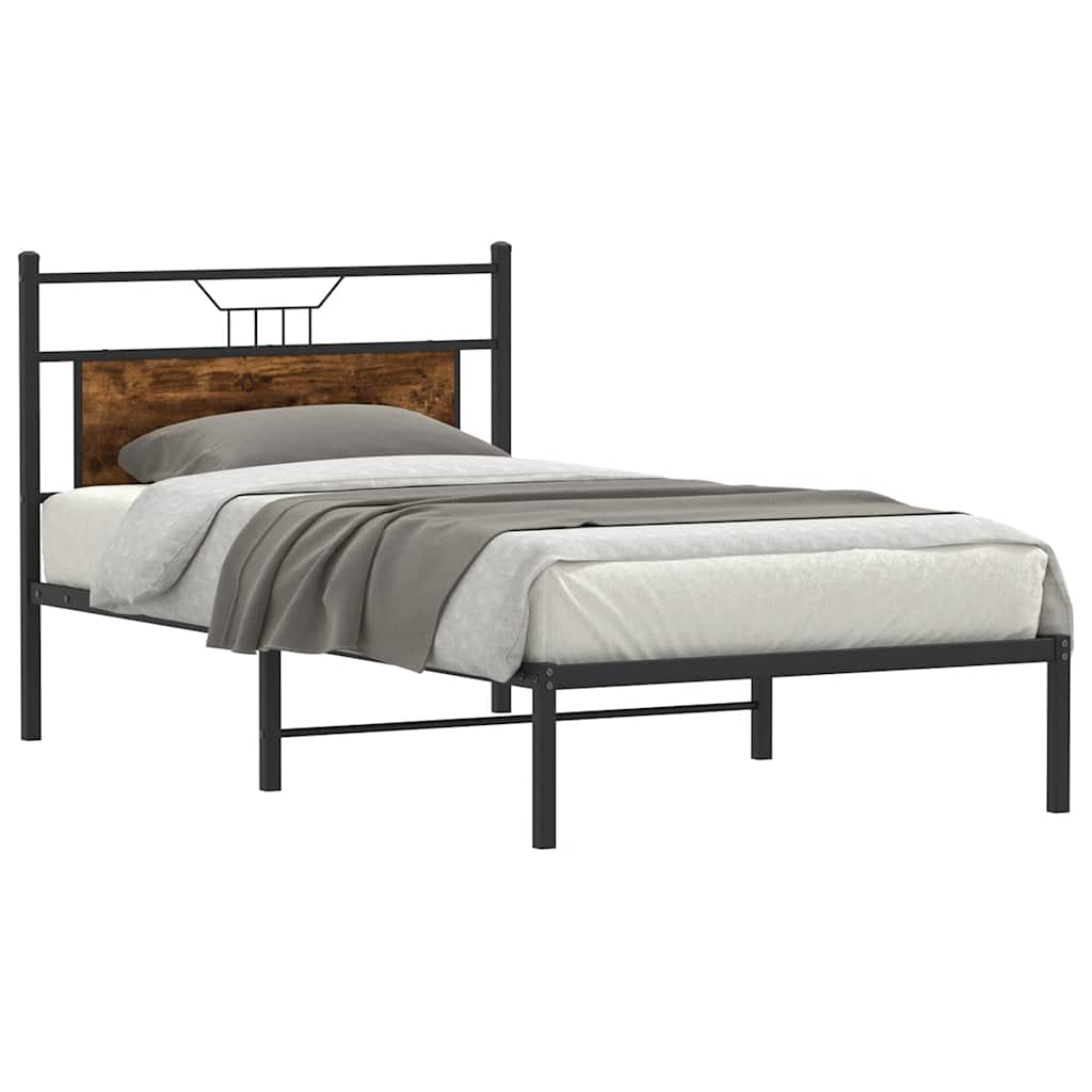 Bed Frame without Mattress Smoked Oak 100x200 cm Engineered Wood