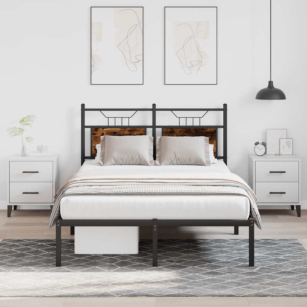 Bed Frame without Mattress Smoked Oak 120x190 cm Small Double Engineered Wood