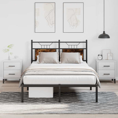 Bed Frame without Mattress Smoked Oak 120x190 cm Small Double Engineered Wood