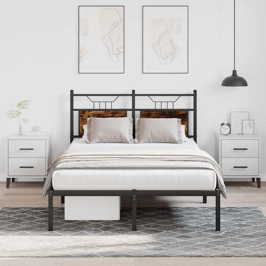 Bed Frame without Mattress Smoked Oak 120x190 cm Small Double Engineered Wood