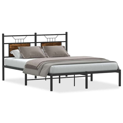Bed Frame without Mattress Smoked Oak 137x190 cm Engineered Wood