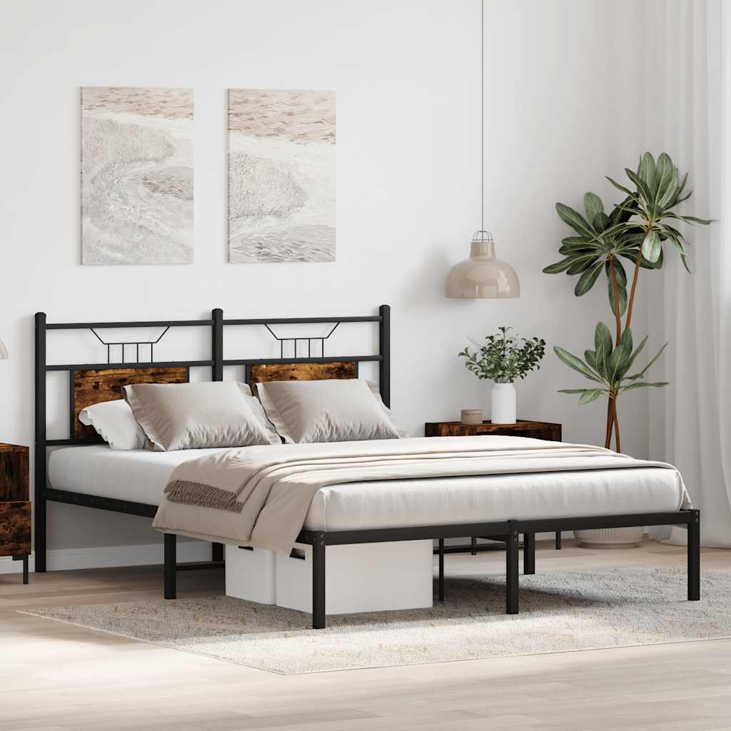 Bed Frame without Mattress Smoked Oak 137x190 cm Engineered Wood