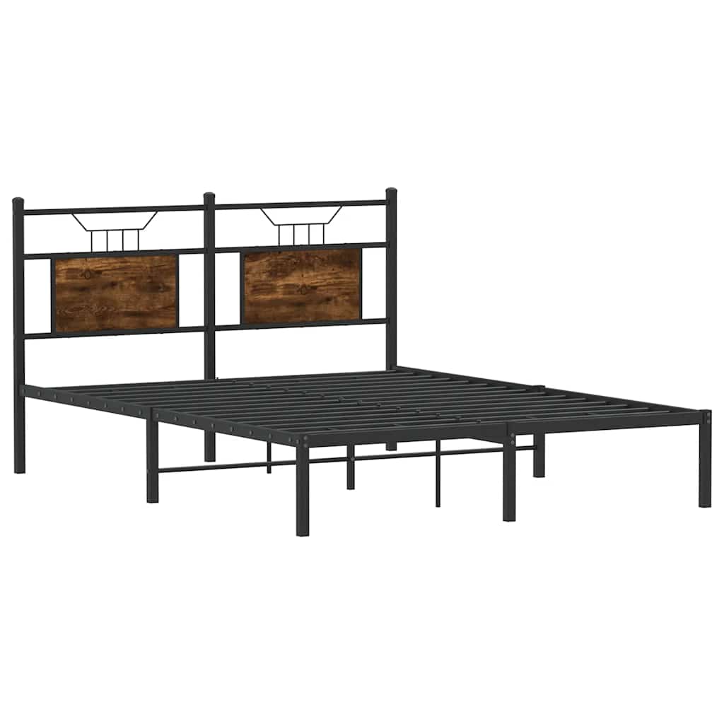 Bed Frame without Mattress Smoked Oak 137x190 cm Engineered Wood