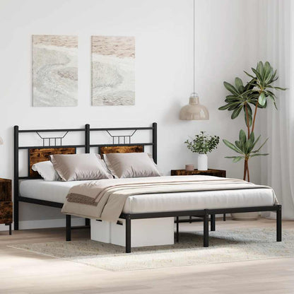 Bed Frame without Mattress Smoked Oak 140x190 cm Engineered Wood