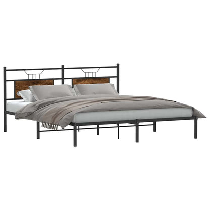 Bed Frame without Mattress Smoked Oak 183x203 cm Engineered Wood