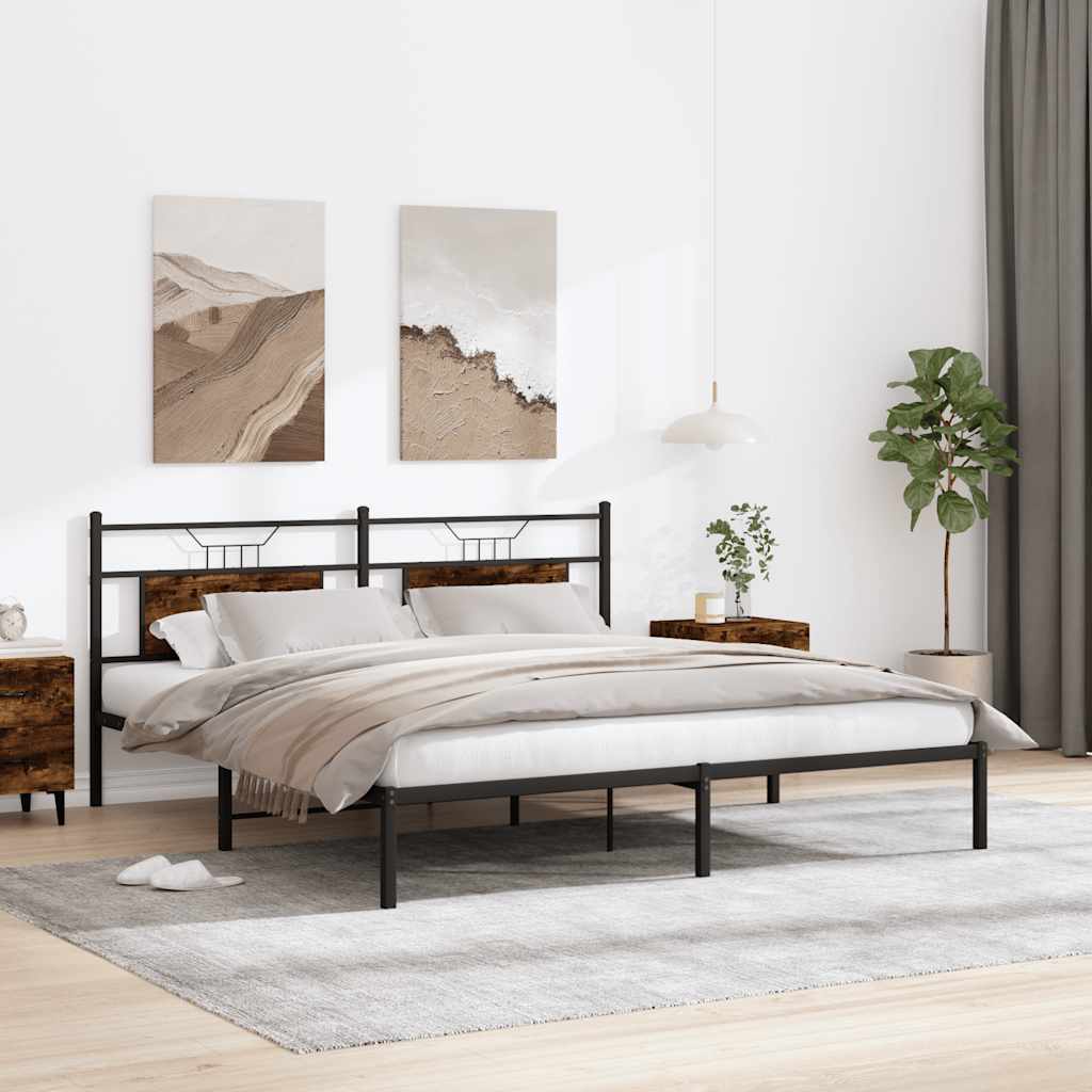 Bed Frame without Mattress Smoked Oak 183x203 cm Engineered Wood