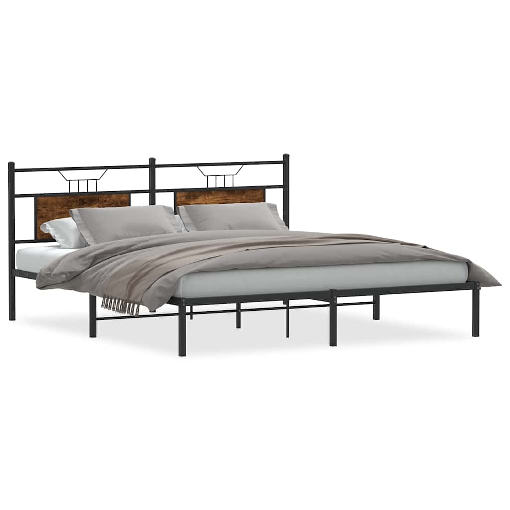 Bed Frame without Mattress Smoked Oak 183x213 cm Engineered Wood